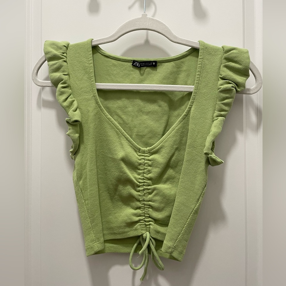 Green Zara Top Size Medium
